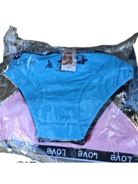 Women's Blue Cotton Bikini Briefs with Butterfly Print